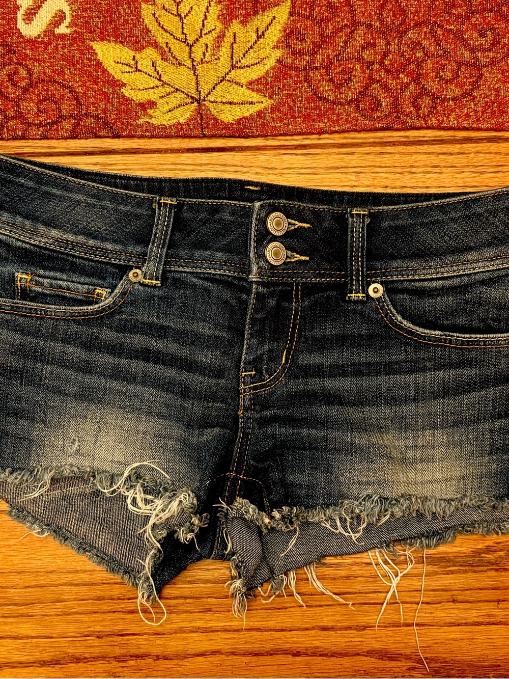 American Eagle Outfitters Distressed Dark Blue Denim Shorts